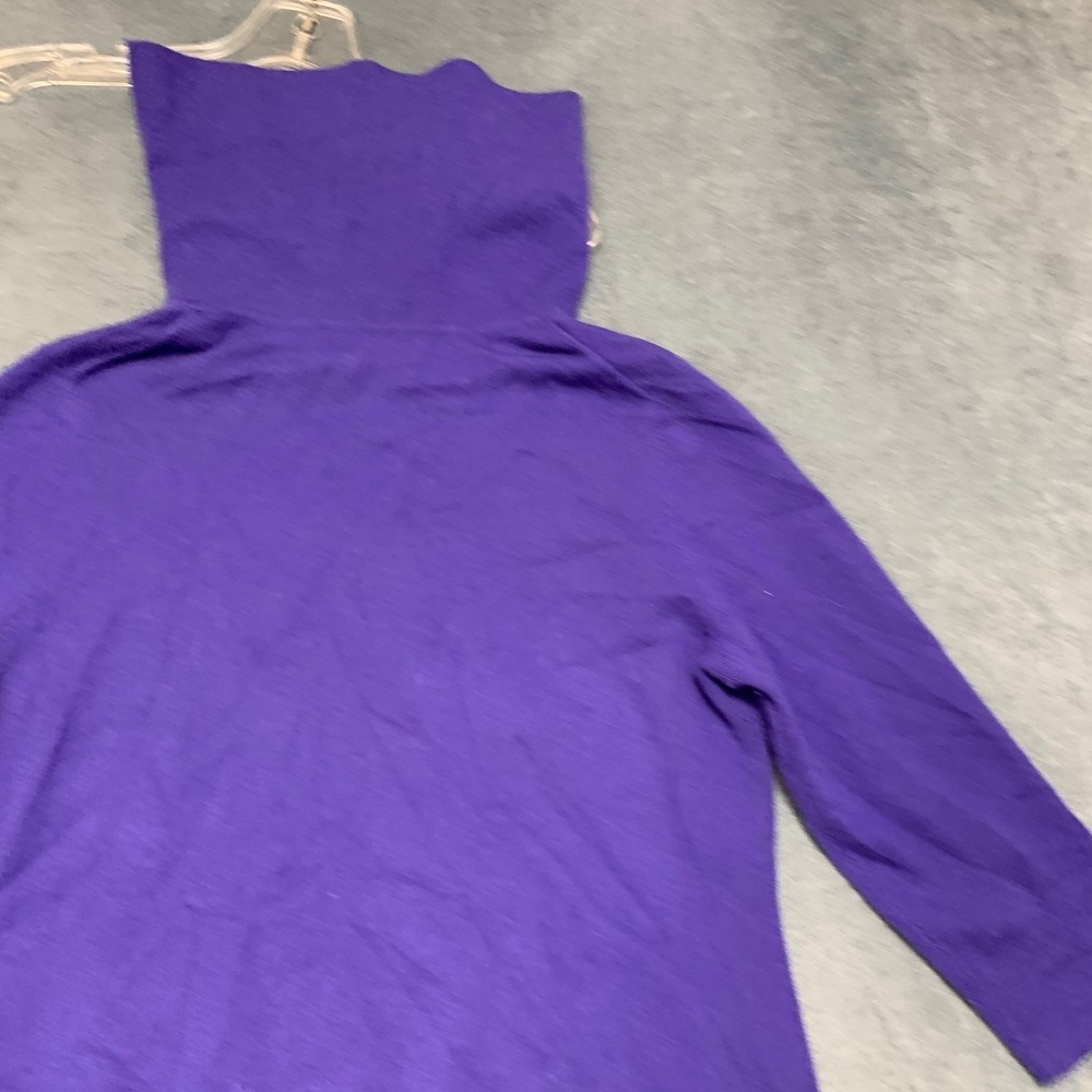 Jones New York Sweater Womens Petite Large Purple Tight Knit Mock Neck Pullover - Picture 15 of 16